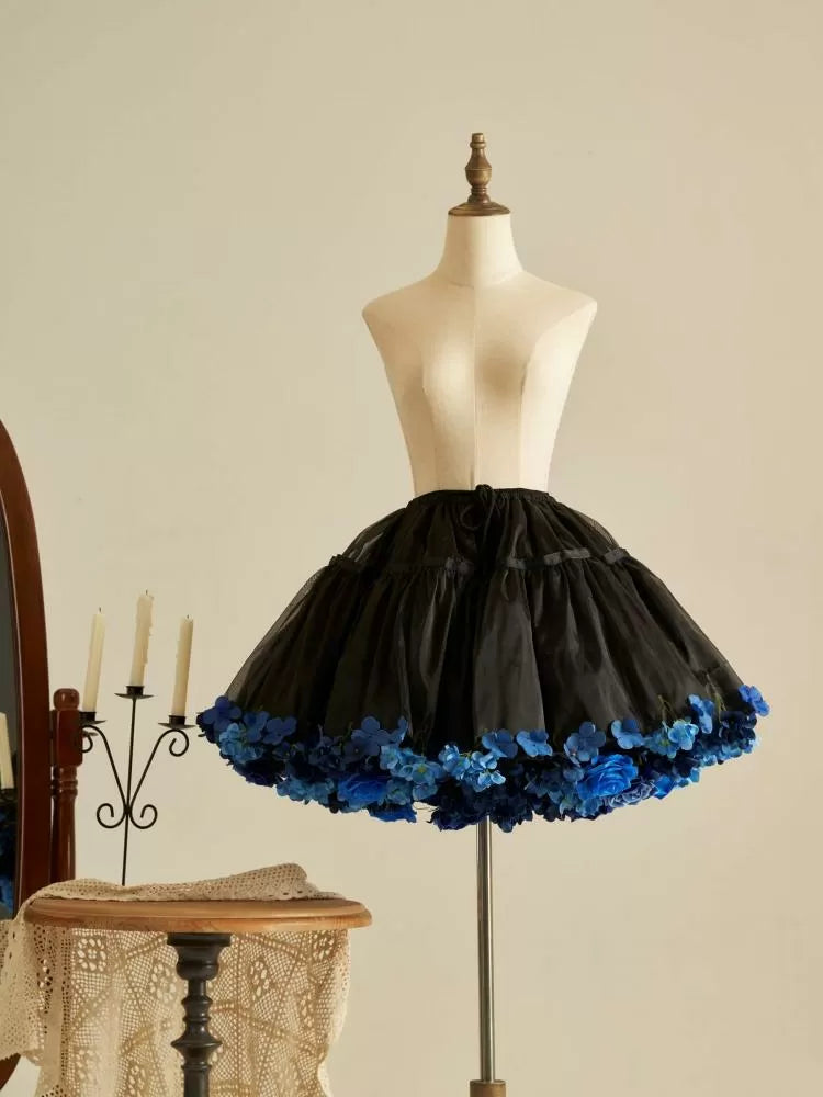 Floral Petticoat 35cm/45cm Length BlackBlue-Harvest Spring