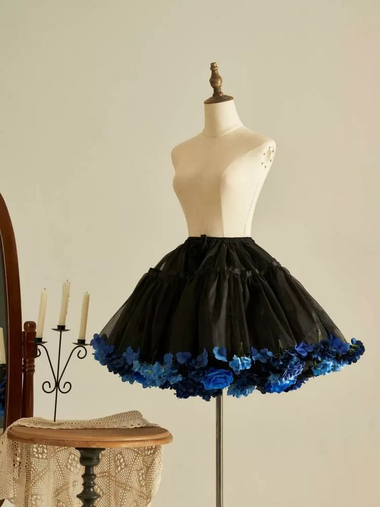 Floral Petticoat 35cm/45cm Length BlackBlue-Harvest Spring