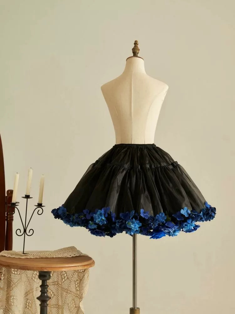 Floral Petticoat 35cm/45cm Length BlackBlue-Harvest Spring