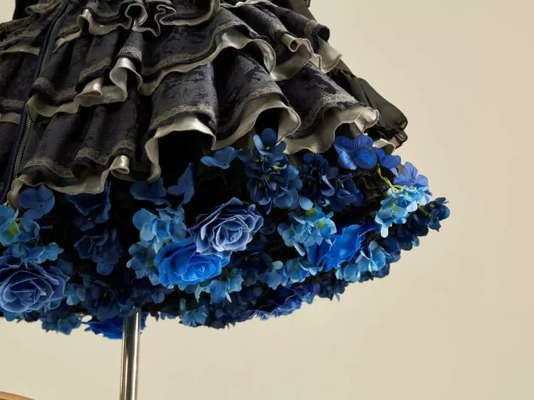 Floral Petticoat 35cm/45cm Length BlackBlue-Harvest Spring