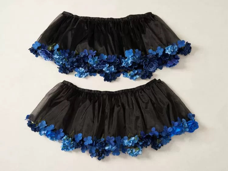 Floral Petticoat 35cm/45cm Length BlackBlue-Harvest Spring
