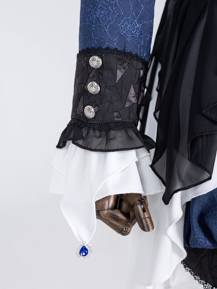 Coat Dark Gothic Pieces Ouji Set Prince Three Lolita Blue White +