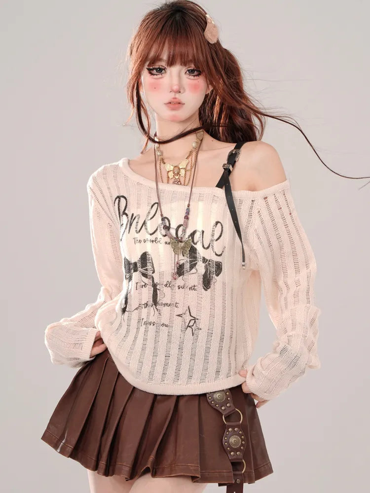 バックルプリーツストラップスカート ブラック/ブラウン