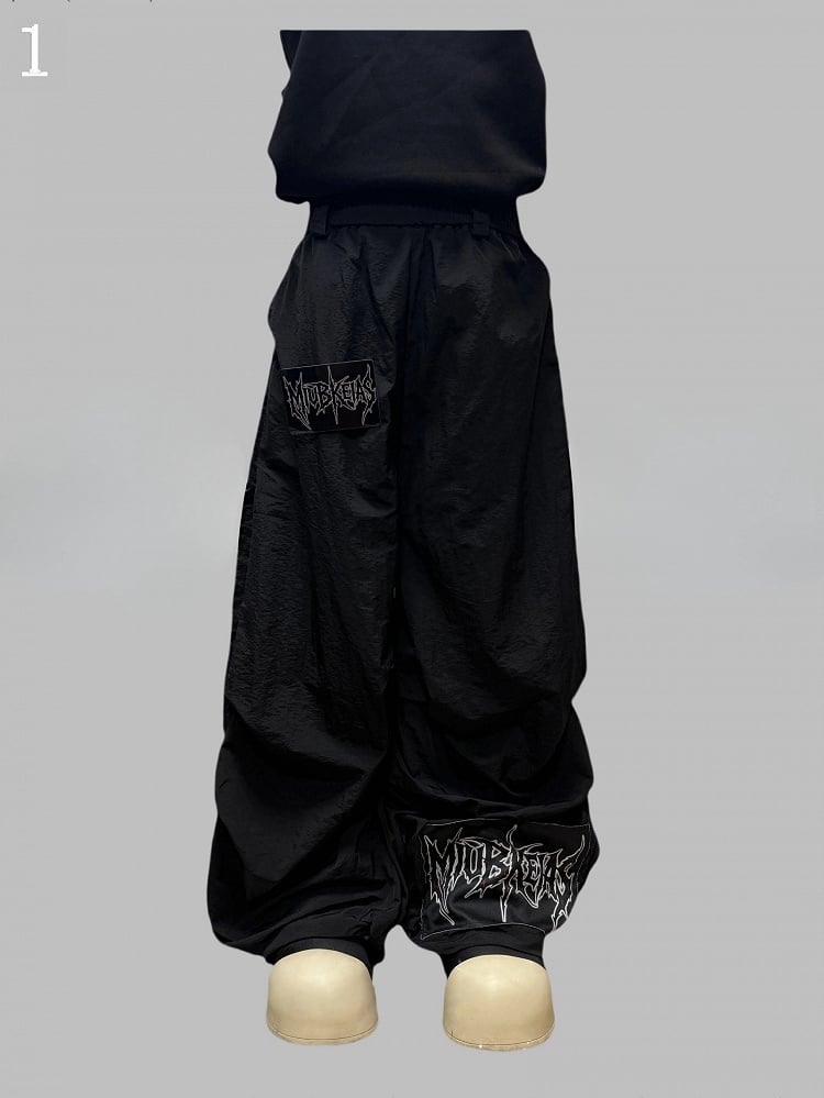 Schnitt Wide-Leg Hose Letter Schwarz Verziert