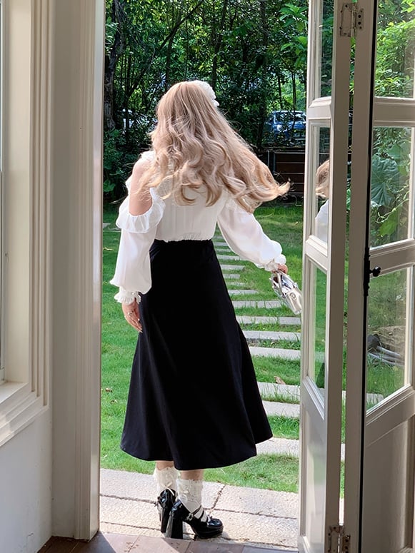 / Bowknot Abnehmbare Schulter Plus Größe Schwarz Taille Kleid Ausschnitt mit Hohe Rosa und
