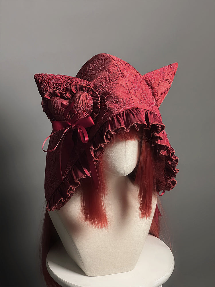 赤白ハート型ヘアクリップ ブラック /