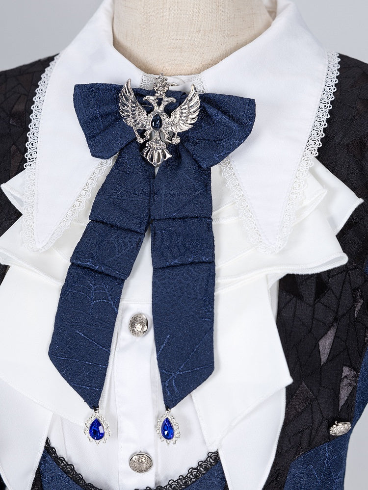 Coat Dark Gothic Pieces Ouji Set Prince Three Lolita Blue White +