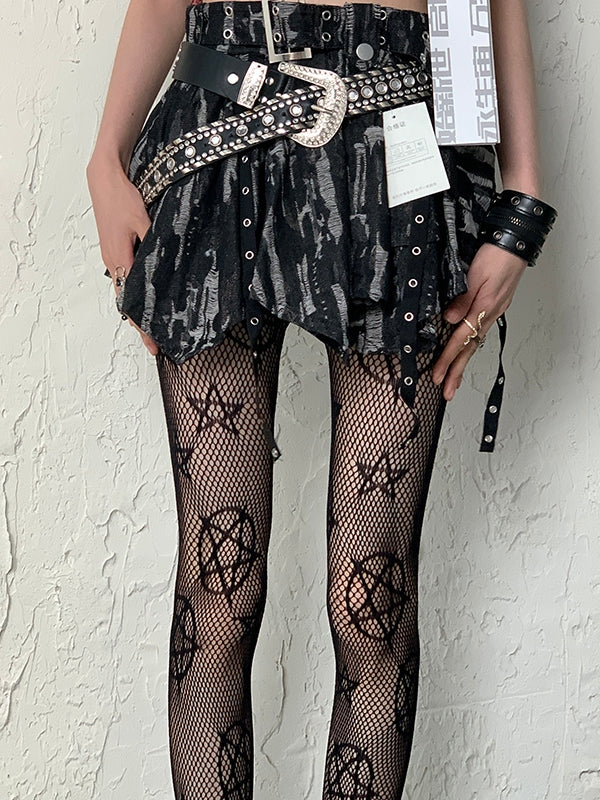 Tights Y2K Star Pattern Black