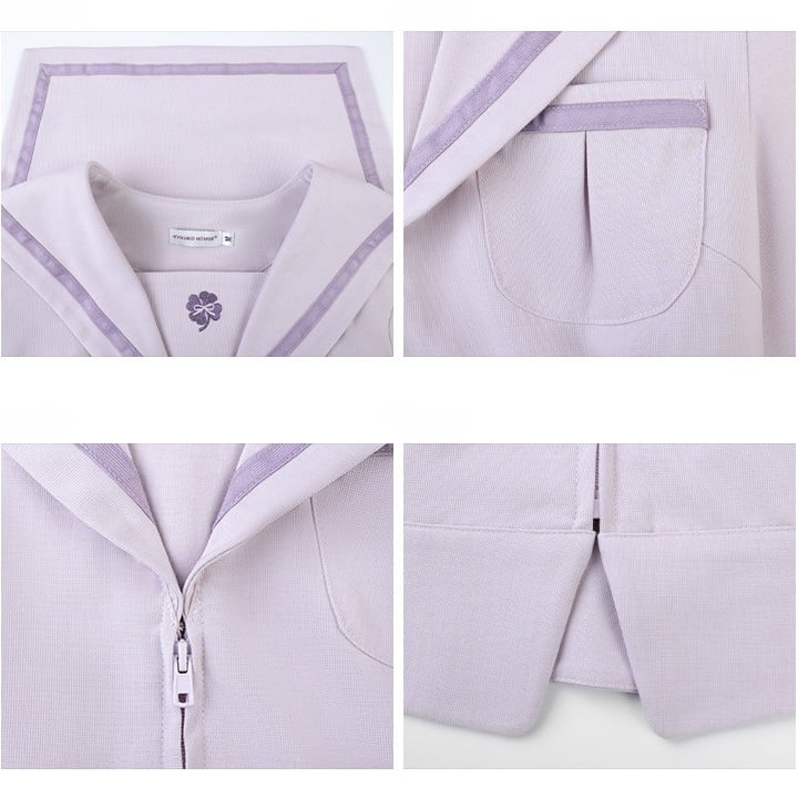 Sleeves Preppy Top Collar Version JK Purple Short Uniform Sailor Style
