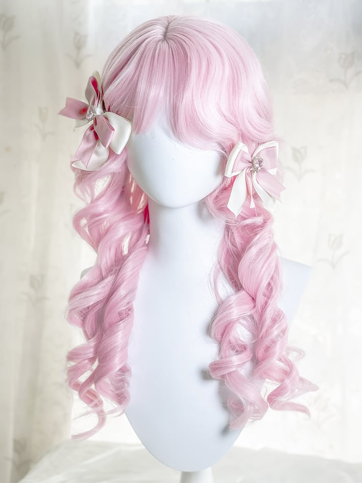 With 70CM Wig Pink Bangs Wavy Sakura Length