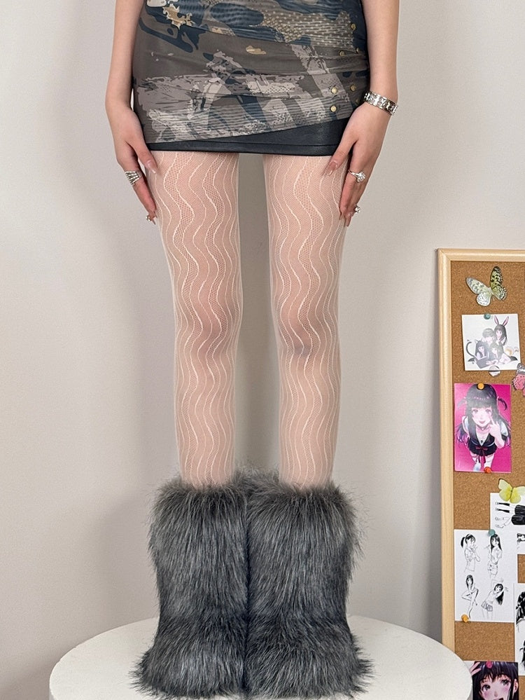 Water Ripple Black/Gray/Brown/White/Pink Tights