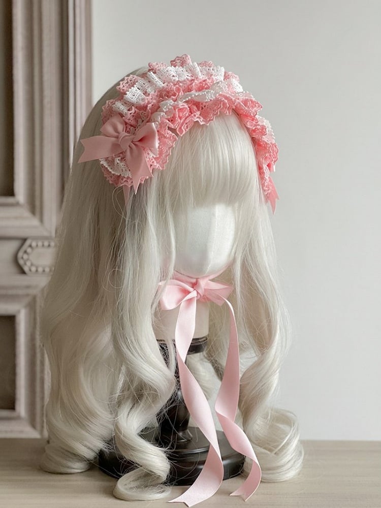 Color Blocked Hairband Color Options 9 Lace Lolita Multi-layer –