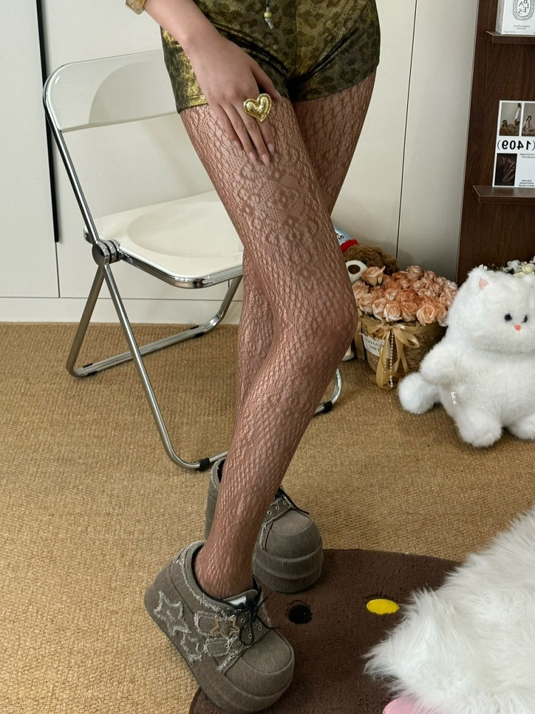Tights Hollow-out Blck/Brown/Gray/White Design