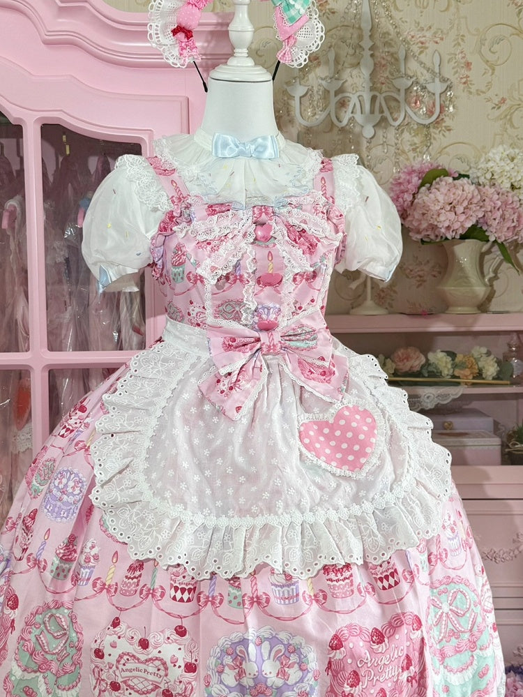 3 Apron Polka-dot Pattern Trim Heart Color Options Lace Applique