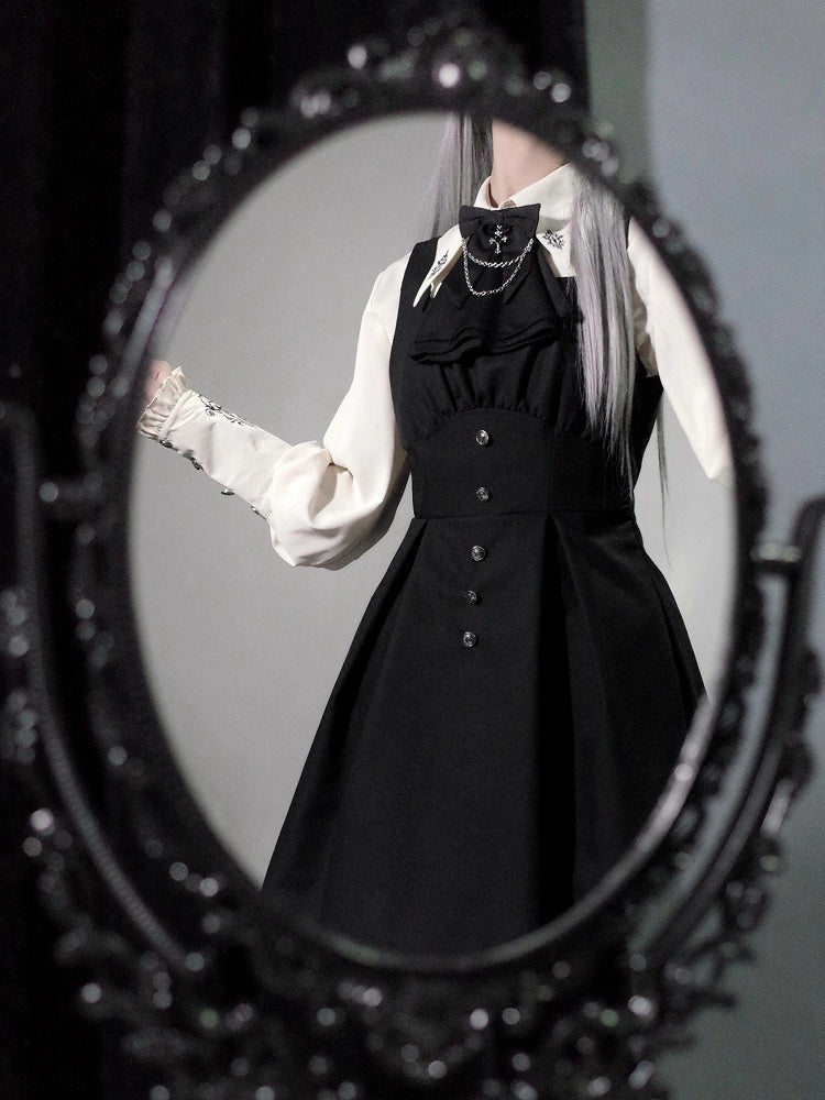 Daily Dress Waist Square Neckline Fit Slim Black