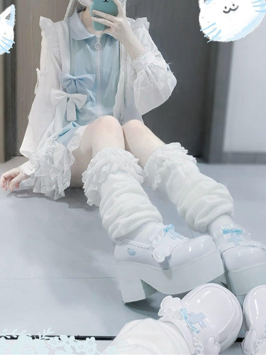 Jirai Kei Tenshi Dress Blue Tiered Ruffles Sun Protection Chiffon Kaiwai