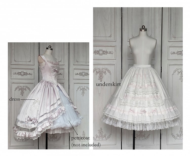 Rosette Light Pink Elegant Wedding Hanayome Lolita Jumper Skirt + Underskirt