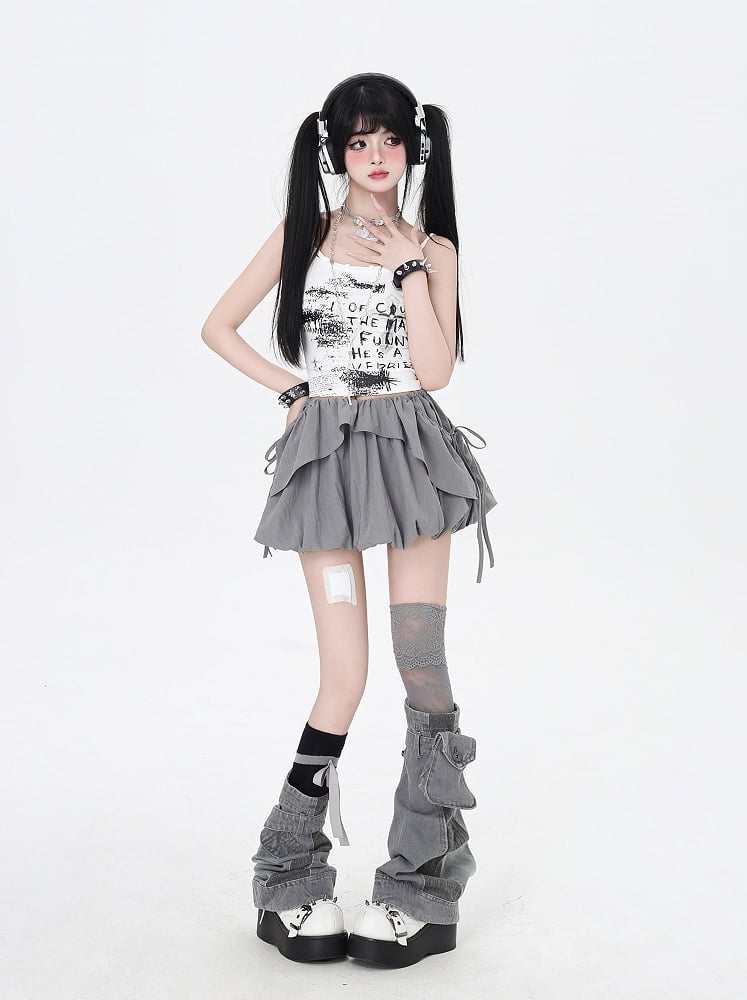 Cami Black/White Graffiti Print Slim-fitting Top