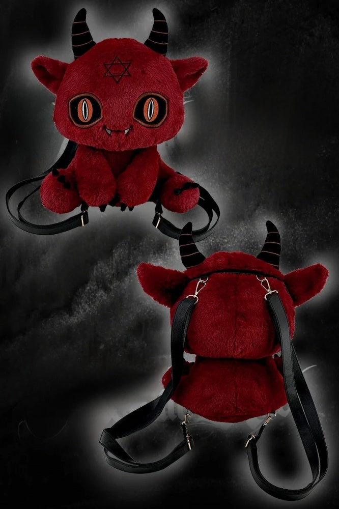 Red Devil Gothic Plüsch Rucksack Tasche