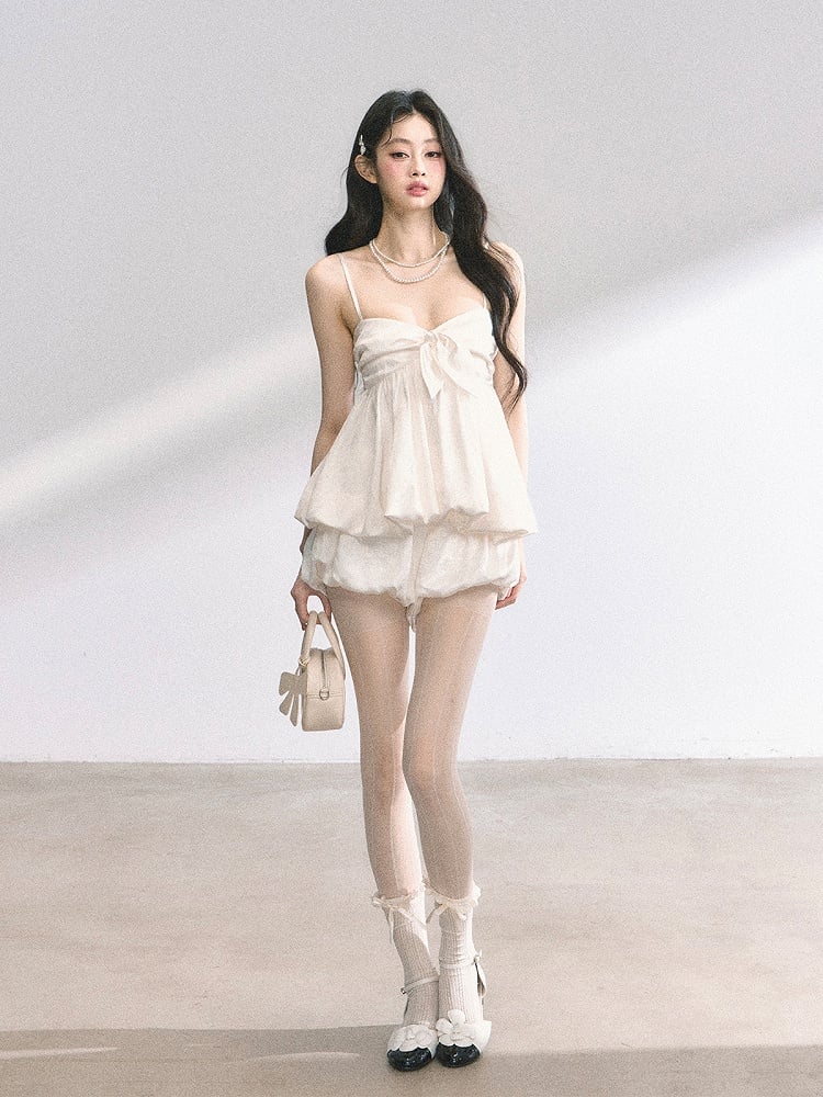 Apricot V-Neck Bubble Cami Top/Shorts