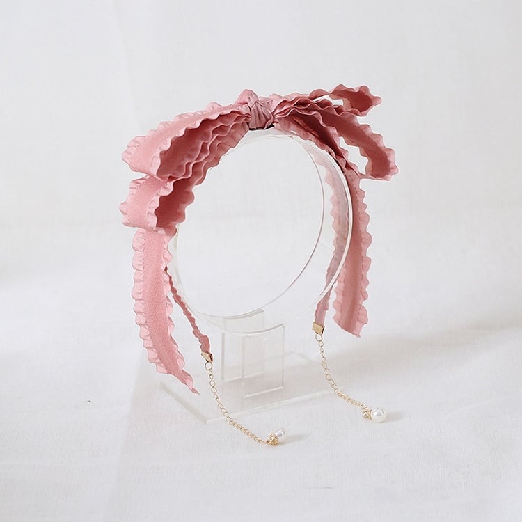 Süße Lolita-Charms mit Rüschen, rosa KC, mehrlagig, mit Schleifenperle
