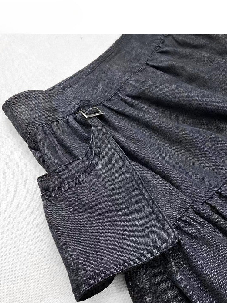 Hem Raw Bittersweet Decorated Gray Detail Dark Pocket Skirt