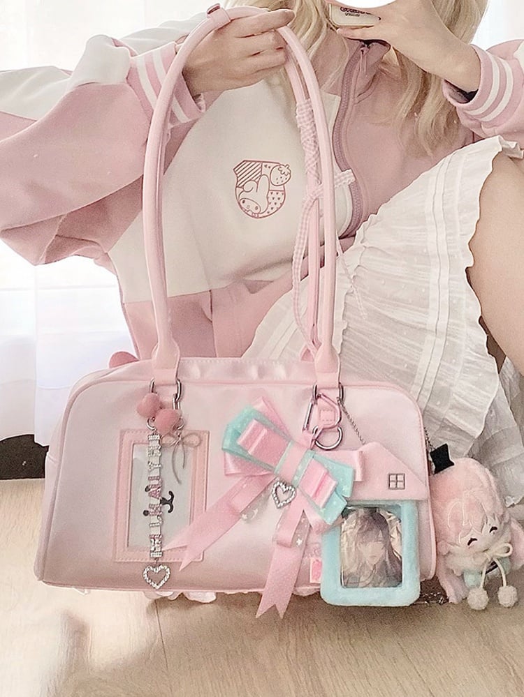 Bag Detachable Card Holder Hand With Pink Ita