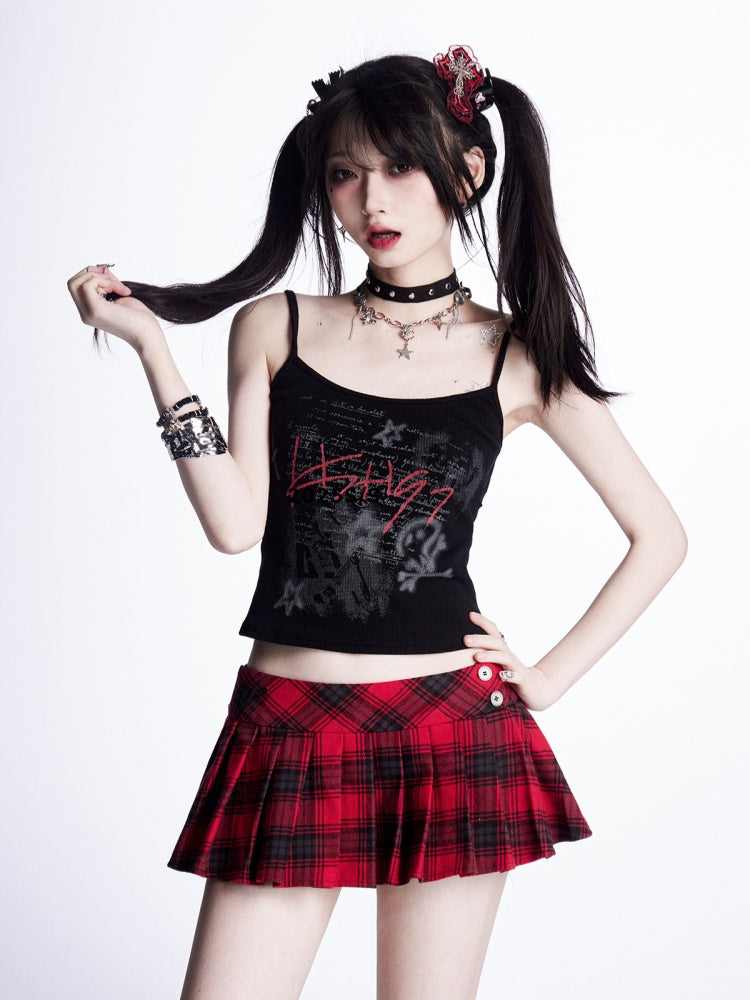 Red/Black Letter Print Vintage Cami Top Glamorous