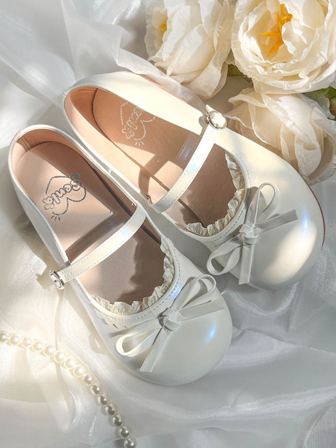 Flache weiße Schuhe Mary in Round Jane Sweet - Lolita