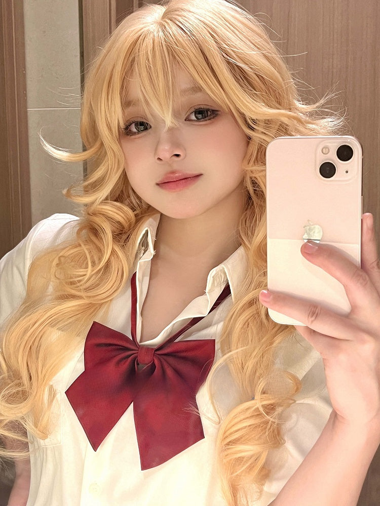 Blonde Length Wavy With 70CM Bangs Air Wig