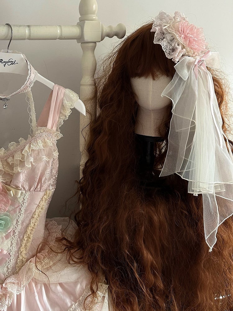 Pink Floral Fairy Boned Corset Waist Hanayome Princess Lolita JSK Full Set