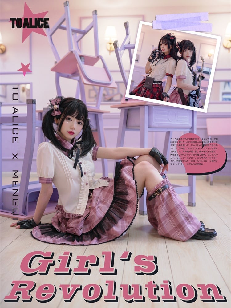 Pink Plaid Buckle Strap Thigh-length Idol Lolita Skirt