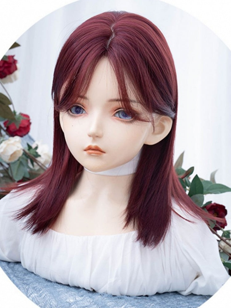 Reddish Brown Straight Synthetic Wig With Bangs