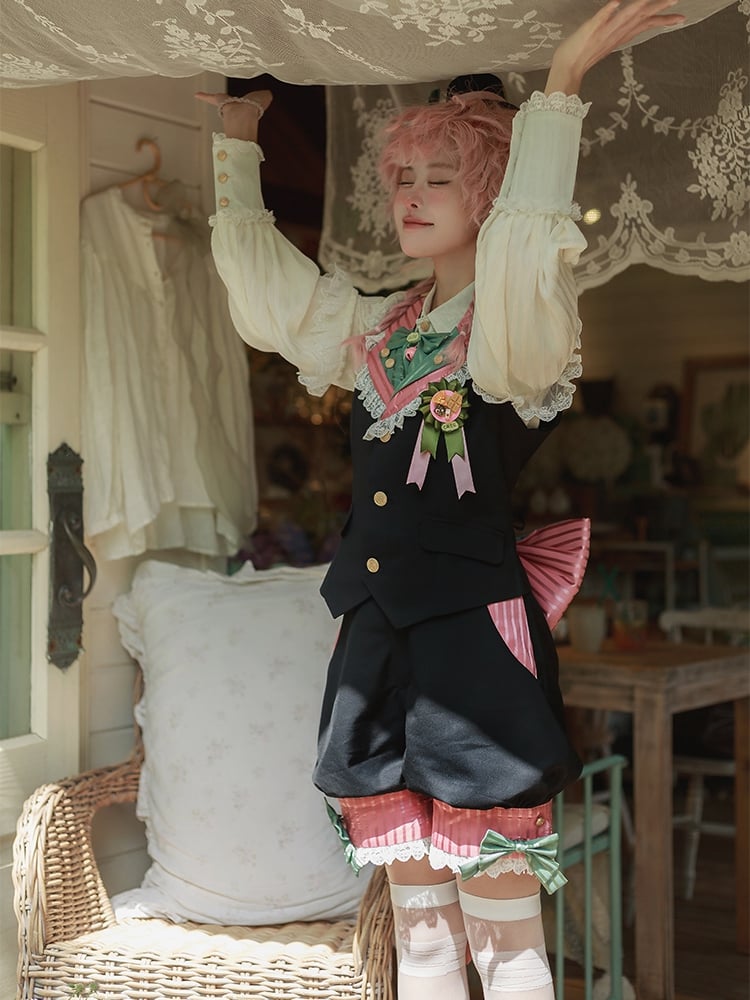+ Zirkusweste und schwarz-rosa Lolita-Blazer mit Kragen-Vibes Ouji