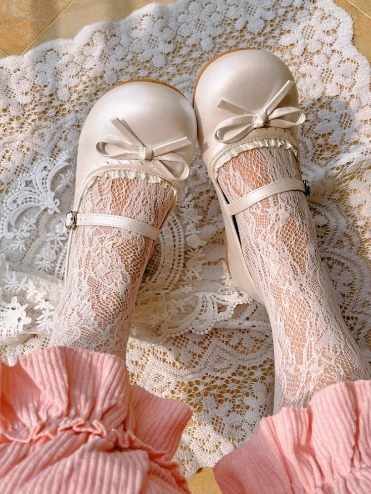 Flache weiße Schuhe Mary in Round Jane Sweet - Lolita