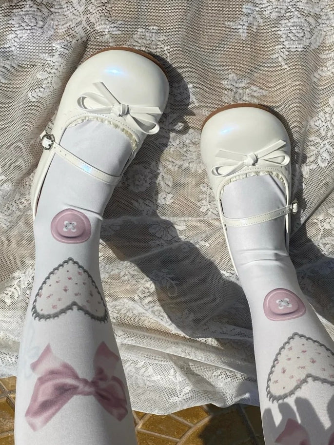Flache weiße Schuhe Mary in Round Jane Sweet - Lolita