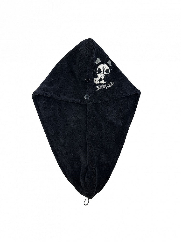 Black Drying Wrap Hair White Grim and Gothic Towel Reaper