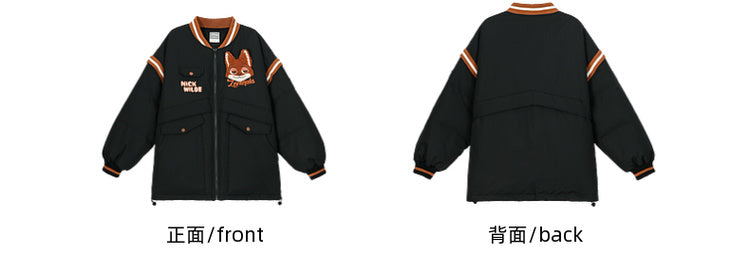Doudoune noire Zootopia Nick Applique à manches détachables