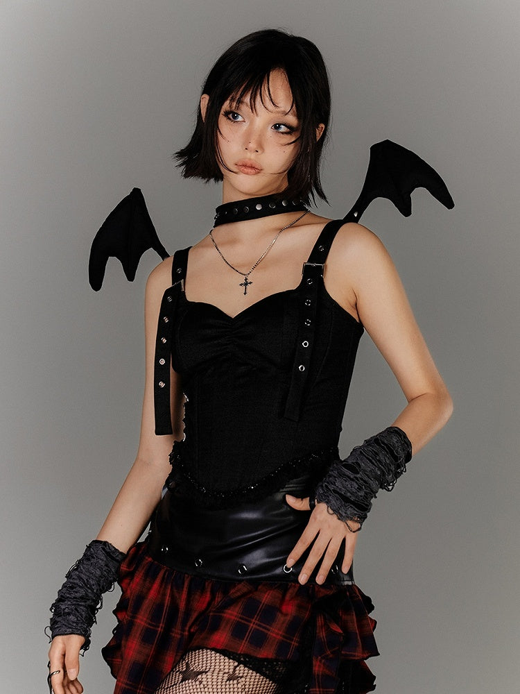 Glamorous Sleeveless Corset Top Straps Black Sweetheart Neckline Buckle Shoulder
