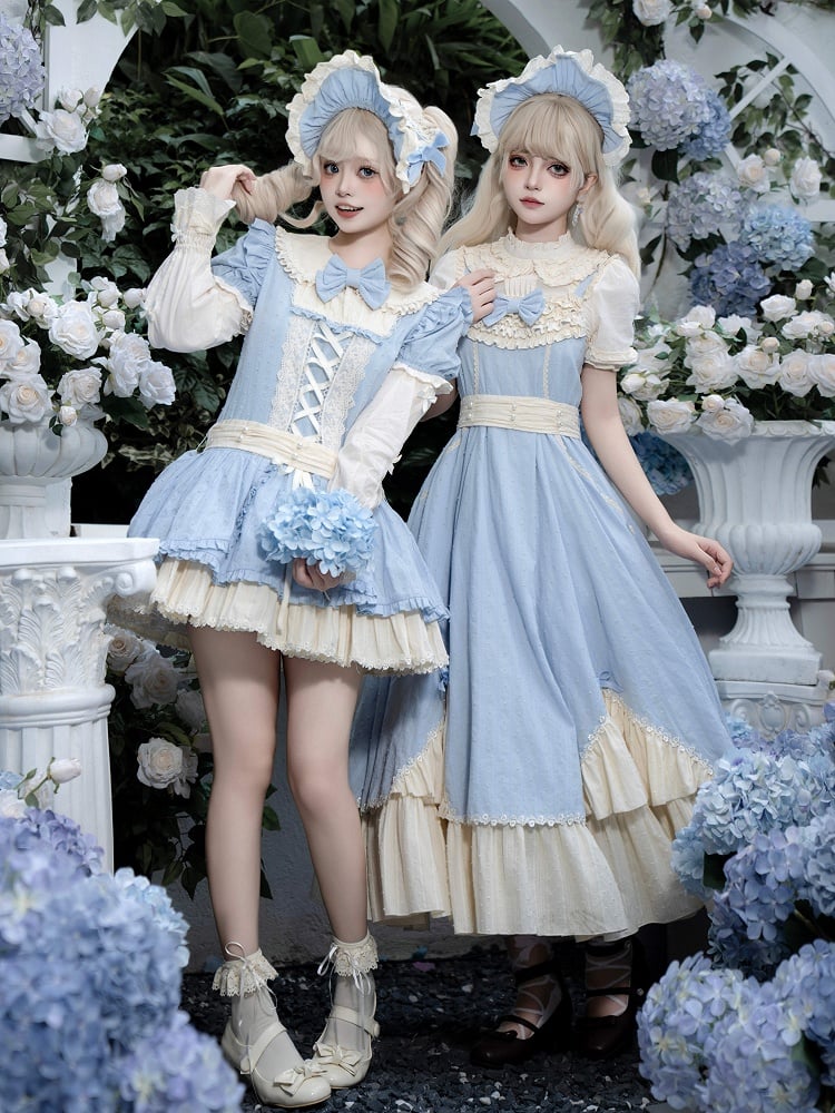 Blue Bonnet Lace Beige Trim