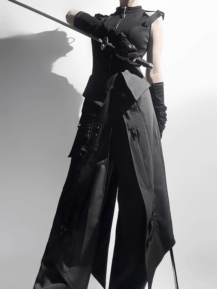 Buckle Waist Foldover Black Straps Techwear + Apron Belt