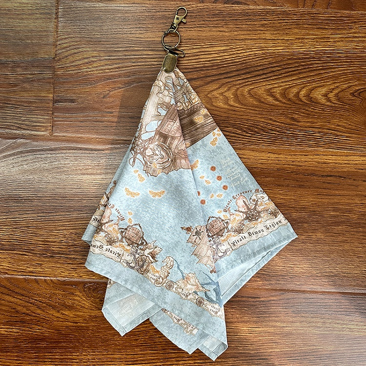 White Red Creamy Kerchief Blue /