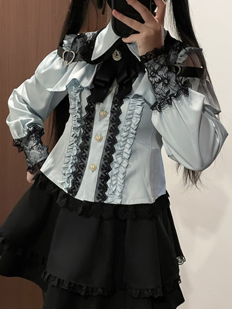 ライトグリーンのスイートハートボタン留めジライケイトップス