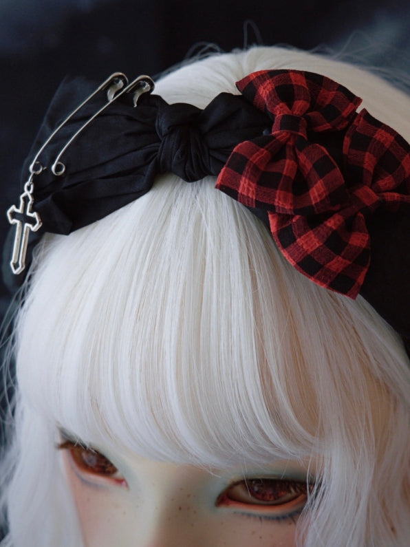 Cross Details Charm KC And Bowknot Pins With Black