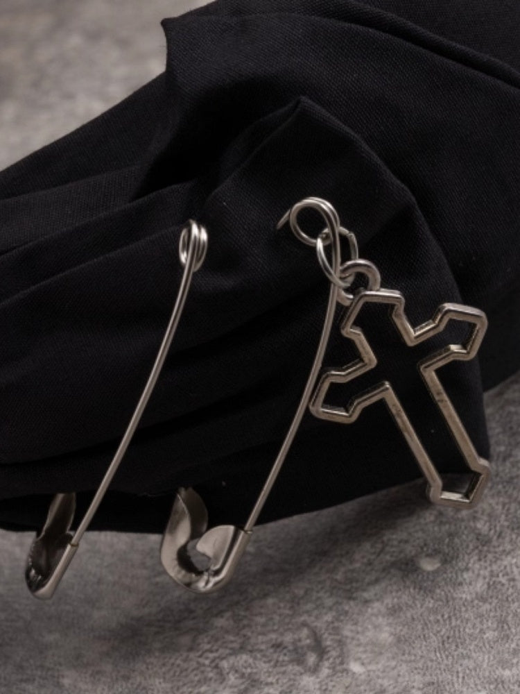 Cross Details Charm KC And Bowknot Pins With Black
