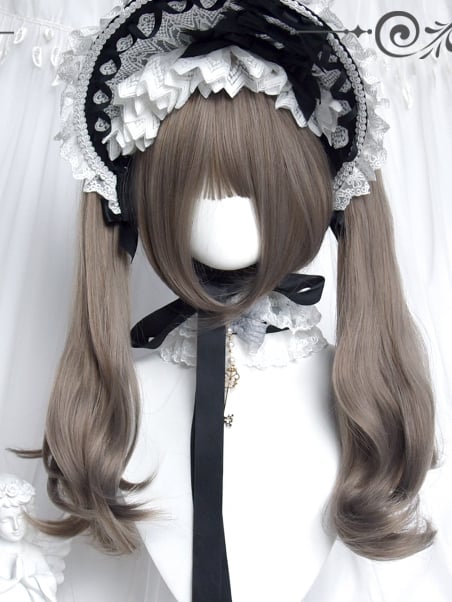 22cm Air Bangs Wigs Straight Short Grey With