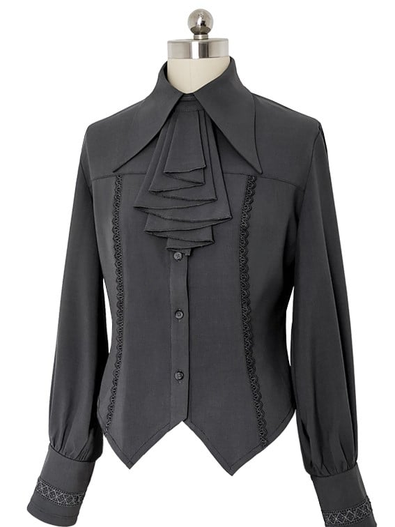 Leg-of-mutton Lolita Jabot Shirt Gray Sleeves Ouji