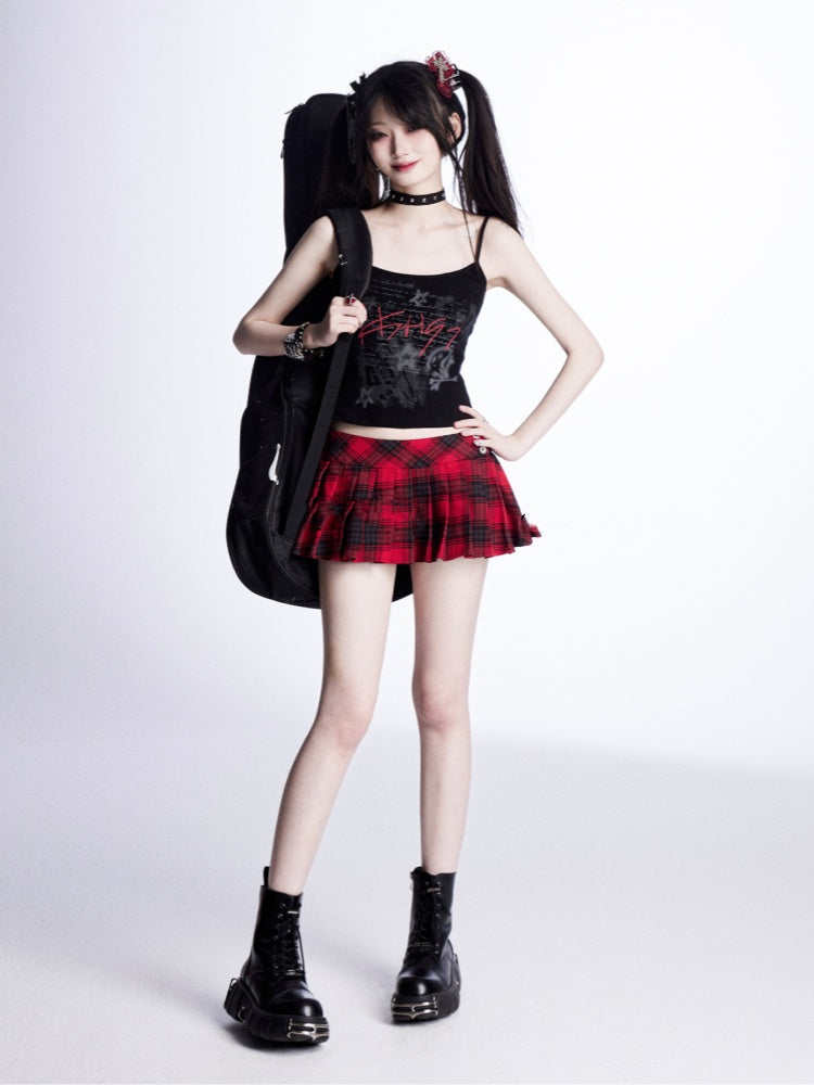 Red/Black Letter Print Vintage Cami Top Glamorous