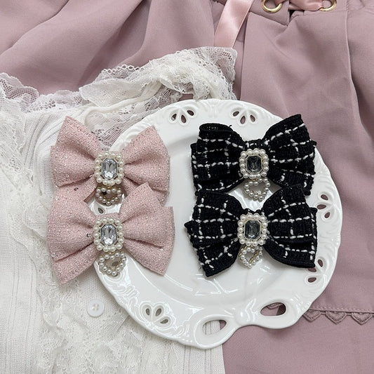 Accent Options Beaded Heart Charm Rhinestone Jirai Kei Bow Hairclips 5