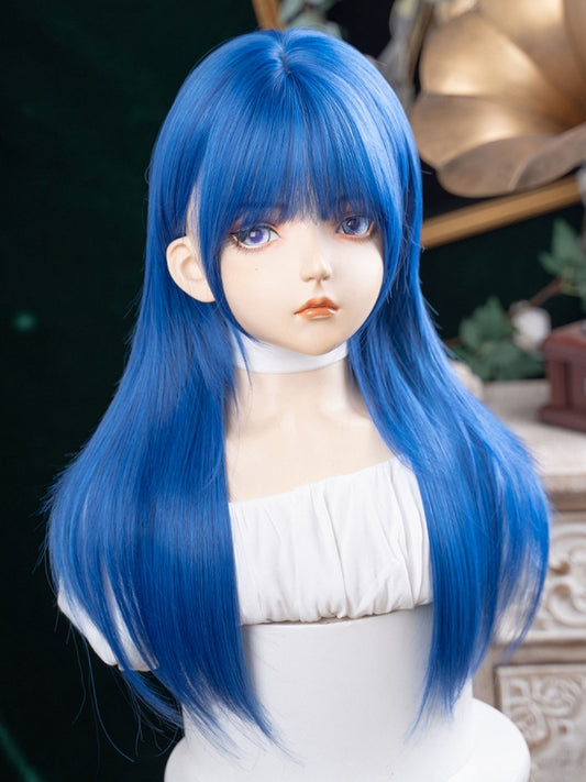 Bangs Wig 63CM Blue With Length Straight Full